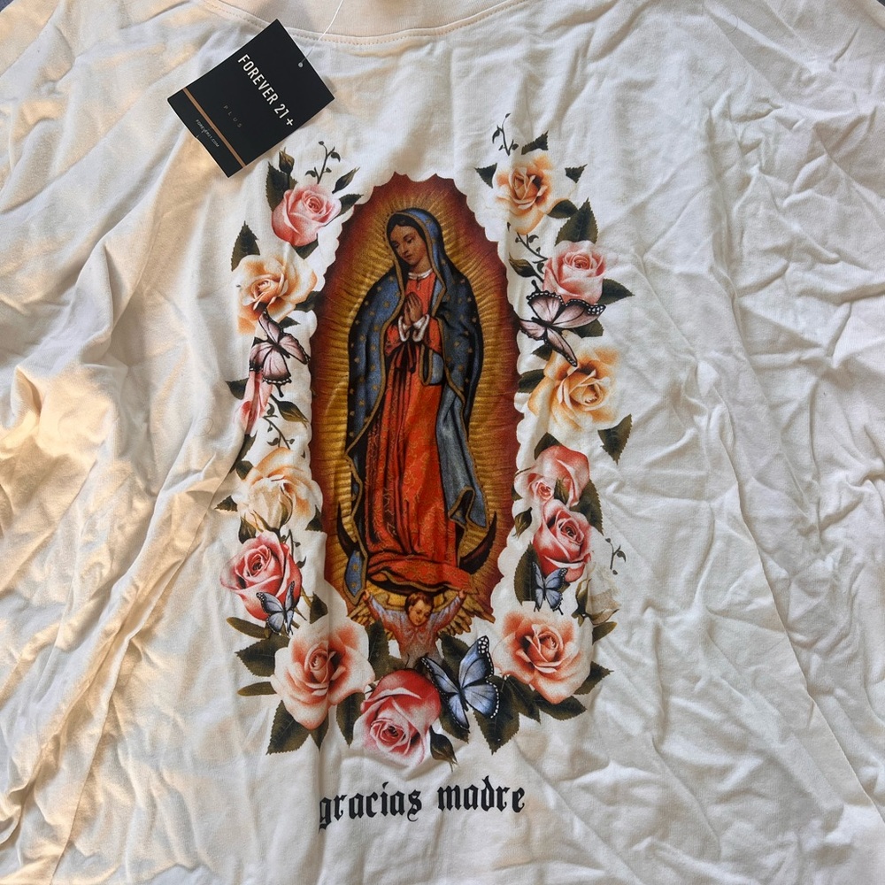 Cream Long Sleeve with Mother Mary Print